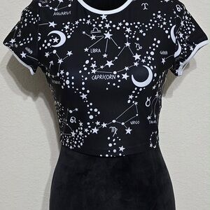 Aura zodiac Black and White Astrological Crop Top witch gothic